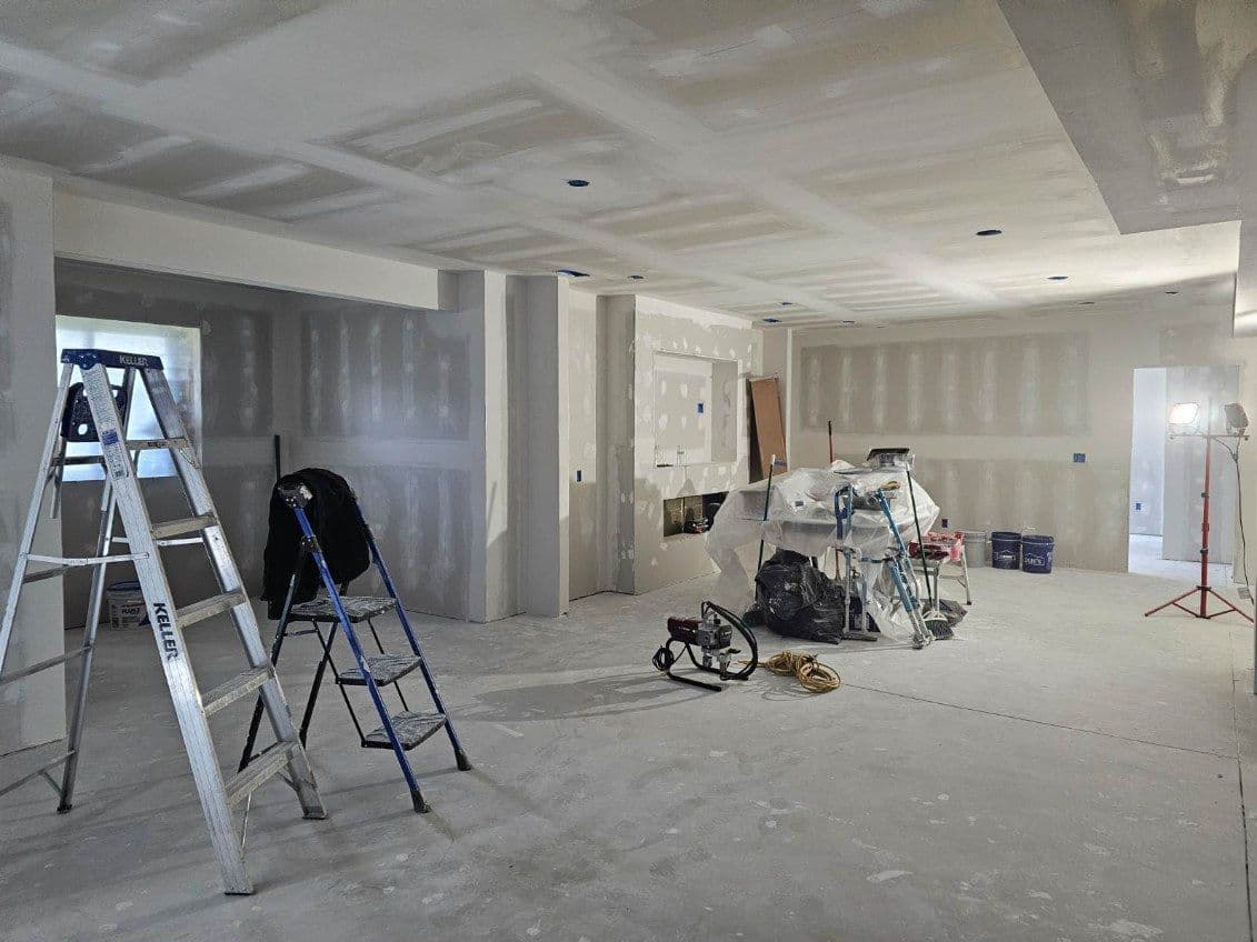 Basement Drywall and Primer Preparation in Saline image